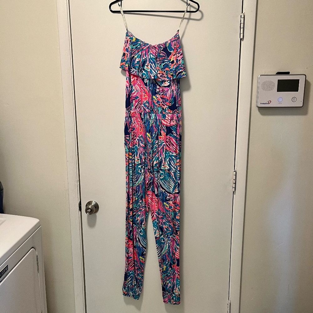 Lilly Pulitzer Romper with ruffle top and pockets